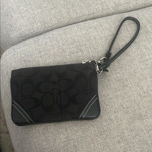 Coach Black Wristlet with Patterned Design